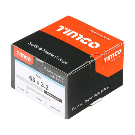 This is an image of Timco - Polymer Headed Nails - A4 Stainless Steel - Chartwell Green 65mm (100 PCS Box) PN65CG