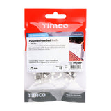 This is an image of Timco - Polymer Headed Pins - Stainless Steel - White 25mm (65 PCS TIMpac) PP25WP