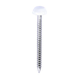 This is an image of Timco - Polymer Headed Pins - A4 Stainless Steel - White 30mm (250 PCS Box) PP30W
