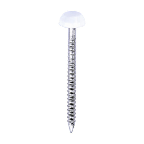This is an image of Timco - Polymer Headed Pins - A4 Stainless Steel - White 30mm (250 PCS Box) PP30W