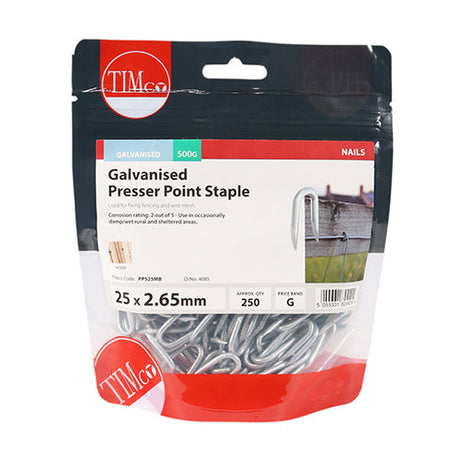 This is an image of Timco - Presser Point Staples - Galvanised 25 x 2.65mm (0.5 Kg TIMbag) PPS25MB