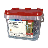 This is an image of Timco - Presser Point Staples - Galvanised 25 x 2.65mm (2.5 Kg TIMtub) PPS25T