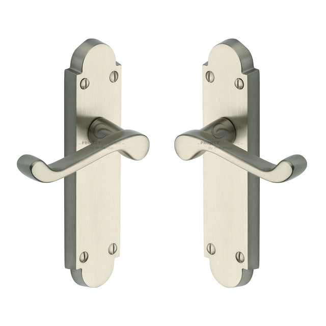 High quality image of the Project Hardware Door Handle Lever Latch Milton Design Satin Nickel Finish
 | Sku. pr510-sn | Discounted prices available from Trade Door Handles