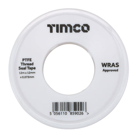 This is an image of Timco - PTFE Thread Seal Tape 12m x 12mm (10 PCS Roll Pack) PCSPTFE10