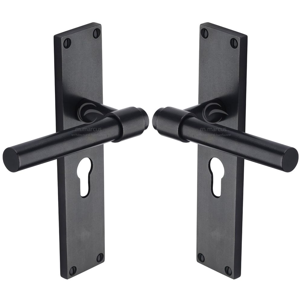 M.Marcus - Rustic Dark Bronze Door Handle Euro Profile Fountain Design