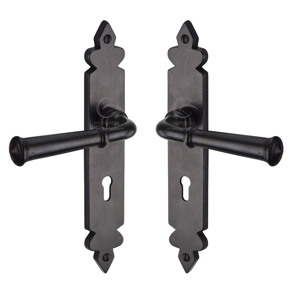 M.Marcus - Rustic Dark Bronze Door Handle Lever Lock Ludlow Design