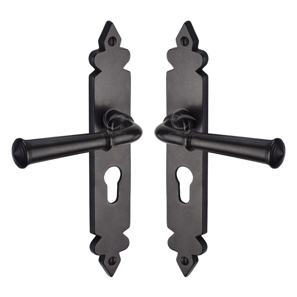 M.Marcus - Rustic Dark Bronze Door Handle Euro Profile Ludlow Design