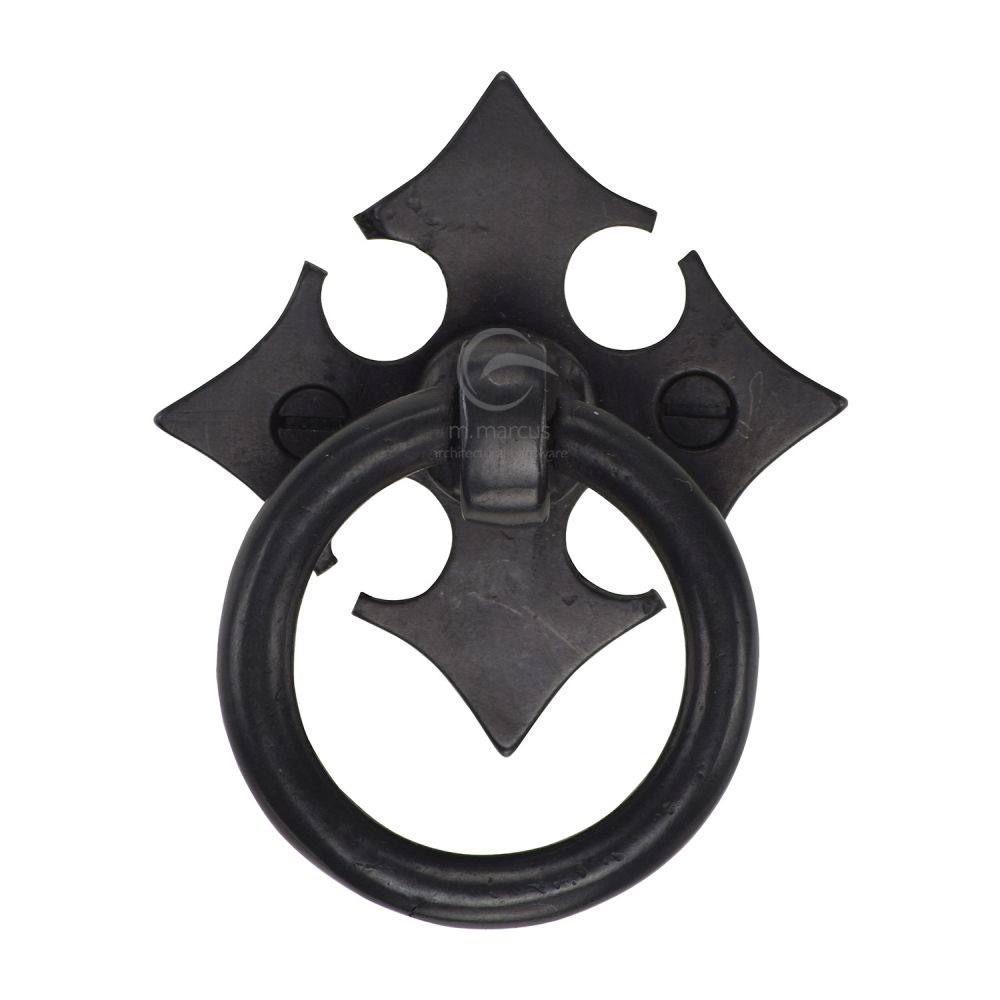 M.Marcus - Rustic Dark Bronze Fleur-De-Lys Cabinet Ring Drop Pull