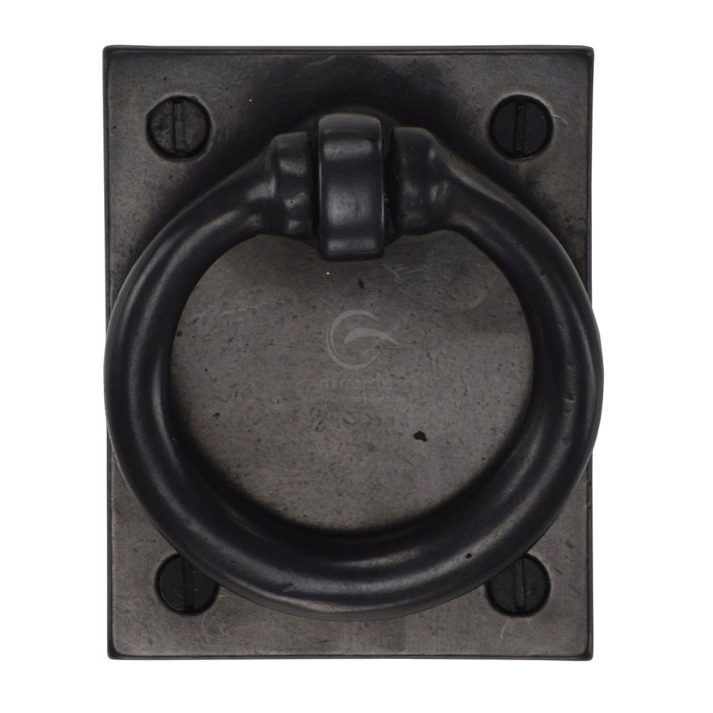 M.Marcus - Rustic Dark Bronze Ring Drop Pull on Plate