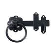 This is an image of Timco - Ring Gate Latch - Plain - Black 6" (1 Each TIMbag) RGL6BP