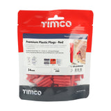 This is an image of Timco - Premium Plastic Plugs - Red 34mm - (200 PCS TIMbag) RPLUGPREM200