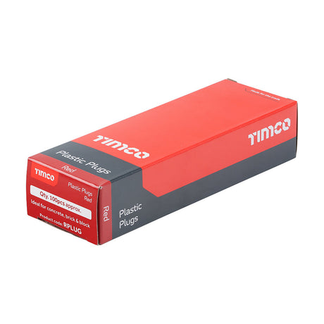 This is an image of Timco - Plastic Plugs - Red 30mm - (100 PCS Box) RPLUG