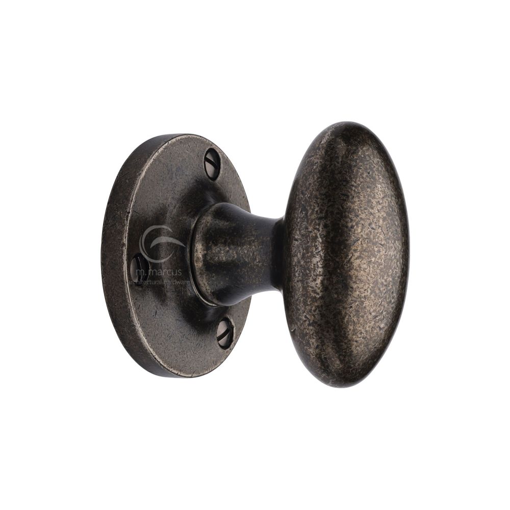 M.Marcus - Rustic Pewter Mortice Knob on Rose Knowle Design