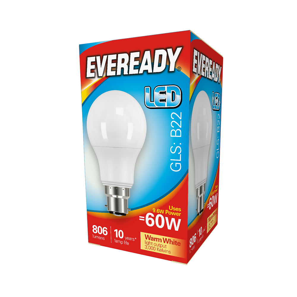 This is an image of Timco - Eveready LED GLS Light Bulb - B22 - 806 Lumen - 8.8W - Warm Light 806 Lumen (5 Pieces Pack) S13622