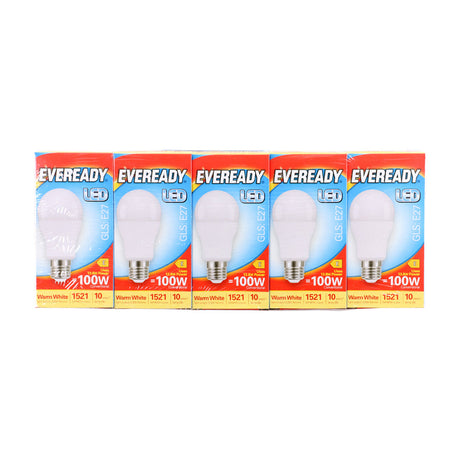 This is an image of Timco - Eveready LED GLS Light Bulb - E27 - 1521 Lumen - 13.8W - Warm Light 1521 Lumen (5 Pieces Pack) S13628