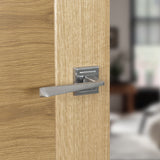 Quality image of STATUS California Lever Door Handle on Square Rose - Satin Chrome | Sku. s23ssc | available from Trade Door Handles.