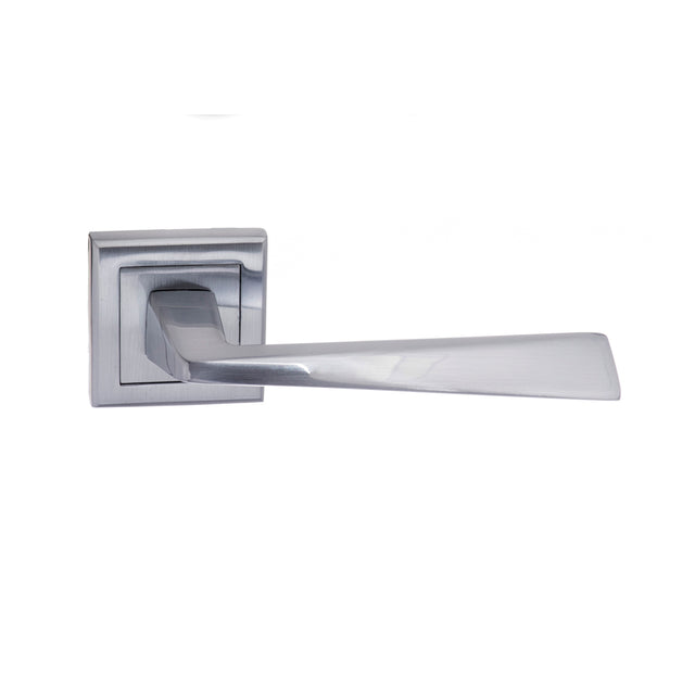 Quality image of STATUS California Lever Door Handle on Square Rose - Satin Chrome | Sku. s23ssc | available from Trade Door Handles.