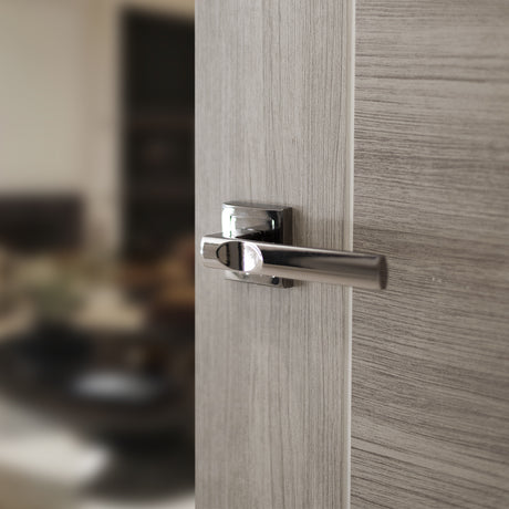 Quality image of STATUS Kansas Lever Door Handle on Square Rose - Black Nickel | Sku. s24sbn | available from Trade Door Handles.