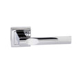 Quality image of STATUS Kansas Lever Door Handle on Square Rose - Polished Chrome | Sku. s24spc | available from Trade Door Handles.