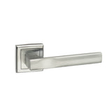 Quality image of STATUS Kansas Lever Door Handle on Square Rose - Satin Chrome | Sku. s24ssc | available from Trade Door Handles.