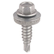 This is an image of Timco - Metal Construction Stitching Screws - For Sheet to Sheet - Hex - EPDM Washer - Self-Drilling - Exterior - Silver Organic 6.3 x 25mm - (120 PCS TIMbag) S25W16BB