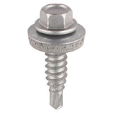 This is an image of Timco - Metal Construction Stitching Screws - For Sheet to Sheet - Hex - EPDM Washer - Self-Drilling - Exterior - Silver Organic 6.3 x 25mm - (120 PCS TIMbag) S25W16BB