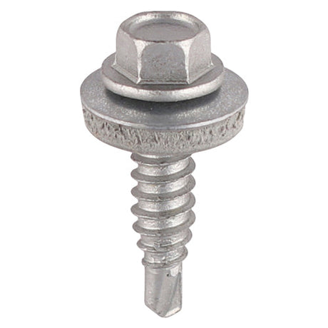 This is an image of Timco - Metal Construction Stitching Screws - For Sheet to Sheet - Hex - EPDM Washer - Self-Drilling - Exterior - Silver Organic 6.3 x 25mm - (120 PCS TIMbag) S25W16BB