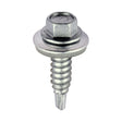This is an image of Timco - Metal Construction Stitching Screws - For Sheet to Sheet - Hex - EPDM Washer - Self-Drilling - Exterior - Silver Organic 6.3 x 25mm - (100 PCS Box) S25W16B