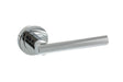 Quality image of STATUS Nebraska Lever Door Handle on Round Rose - Polished Chrome | Sku. s28rpc | available from Trade Door Handles.