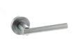 Quality image of STATUS Nebraska Lever Door Handle on Round Rose - Satin Chrome | Sku. s28rsc | available from Trade Door Handles.