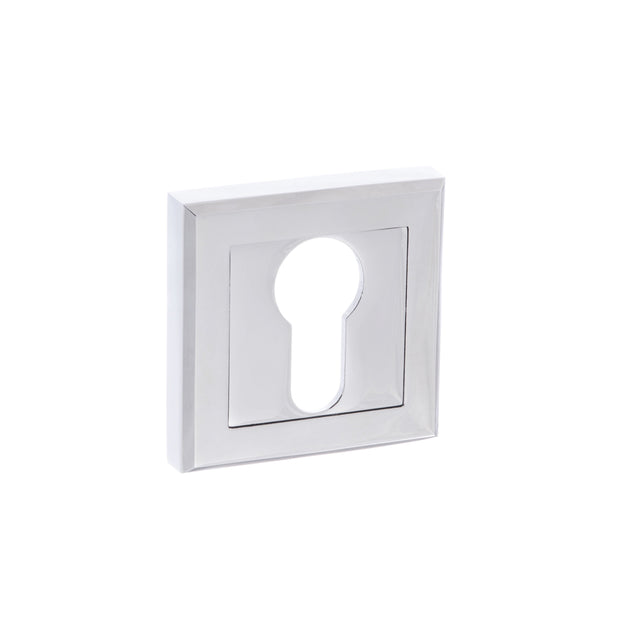Quality image of STATUS Euro Escutcheons on Square Rose - Polished Chrome | Sku. s2escespc | available from Trade Door Handles.