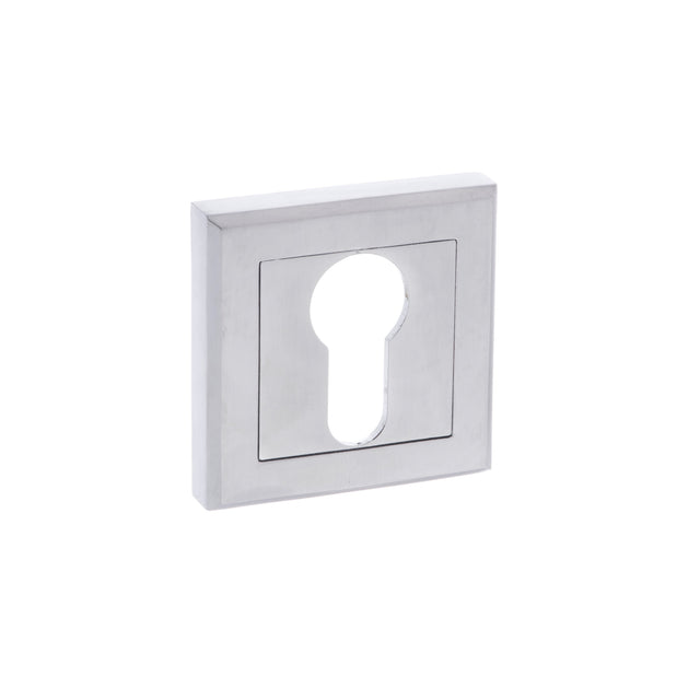 Quality image of STATUS Euro Escutcheons on Square Rose - Satin Chrome | Sku. s2escessc | available from Trade Door Handles.
