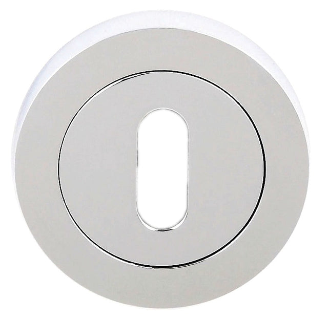 Quality image of STATUS Key Escutcheons on Round Rose - Polished Chrome | Sku. s2esckrpc | available from Trade Door Handles.