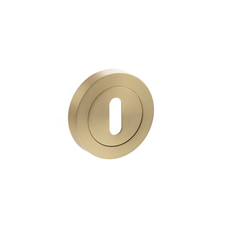 Quality image of STATUS Key Escutcheons on Round Rose - Satin Brass | Sku. s2esckrsb | available from Trade Door Handles.