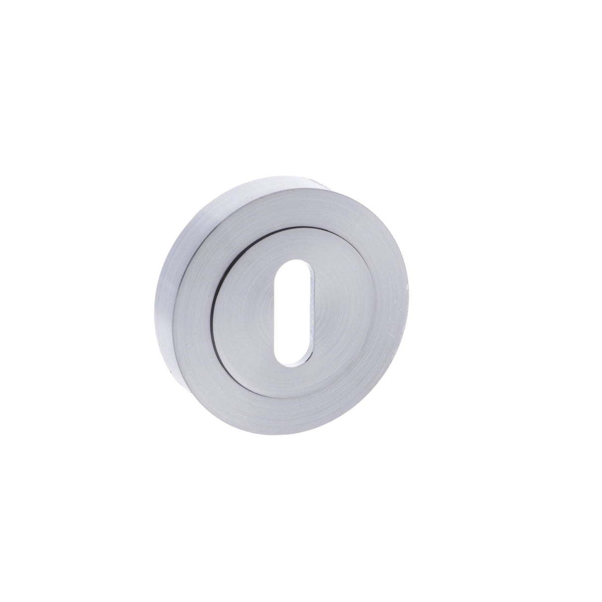 Quality image of STATUS Key Escutcheons on Round Rose - Satin Chrome | Sku. s2esckrsc | available from Trade Door Handles.