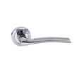 Quality image of STATUS Indiana Lever Door Handle on Round Rose - Satin Chrome/Polished Chrome | Sku. s33rscpc | available from Trade Door Handles.
