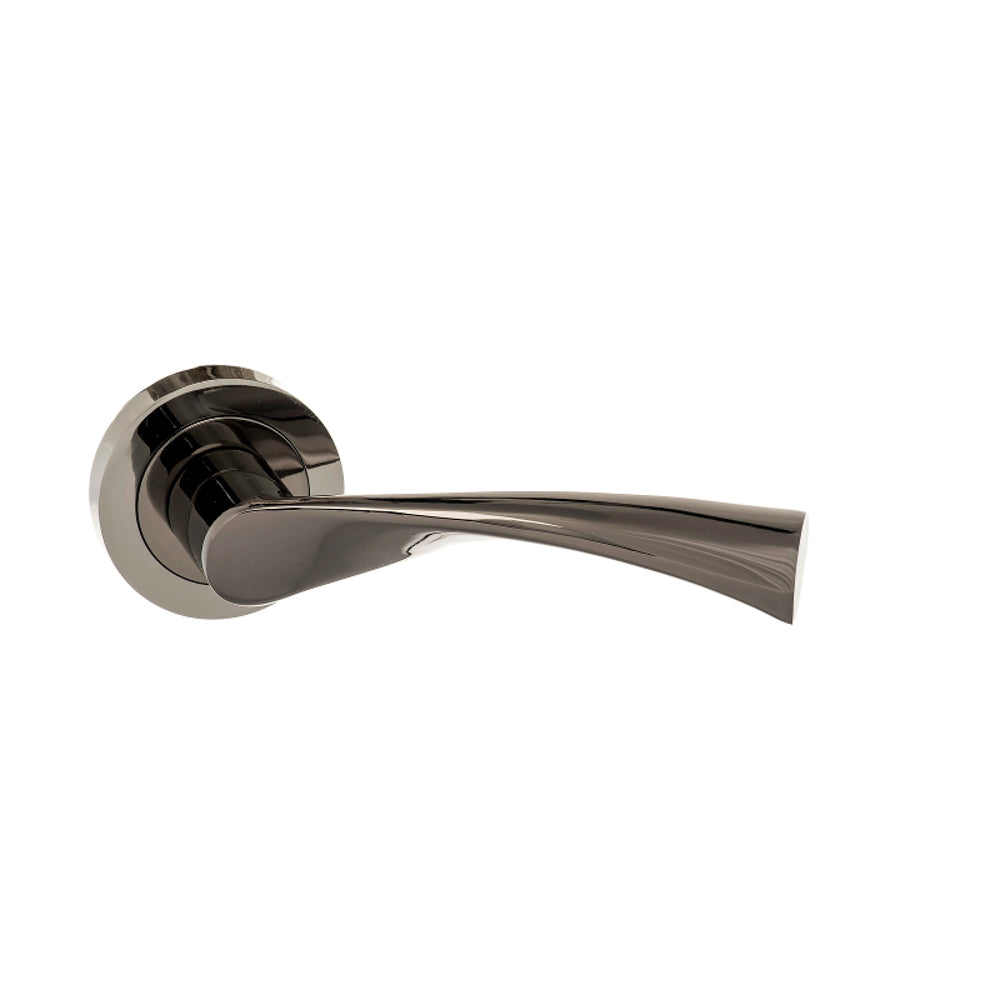 Quality image of STATUS Colorado Lever Door Handle on Round Rose - Black Nickel | Sku. s34rbn | available from Trade Door Handles.