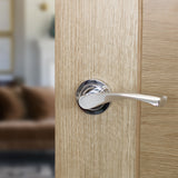 Quality image of STATUS Colorado Lever Door Handle on Round Rose - Polished Chrome | Sku. s34rpc | available from Trade Door Handles.