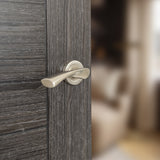 Quality image of STATUS Colorado Lever Door Handle on Round Rose - Satin Nickel | Sku. s34rsn | available from Trade Door Handles.