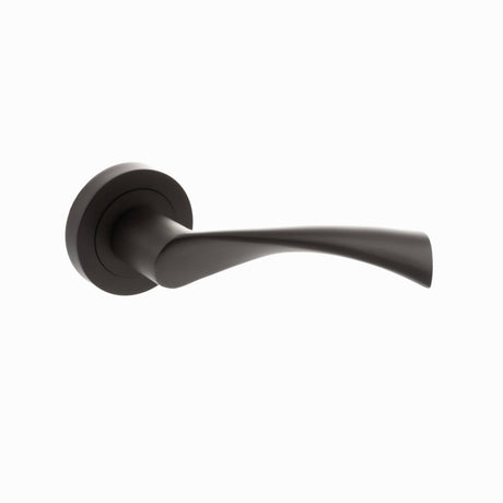 Quality image of STATUS Colorado Lever Door Handle on Round Rose - Urban Dark Bronze | Sku. s34rudb | available from Trade Door Handles.