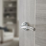 Quality image of STATUS Texas Lever Door Handle on Round Rose - Polished Chrome | Sku. s35rpc | available from Trade Door Handles.