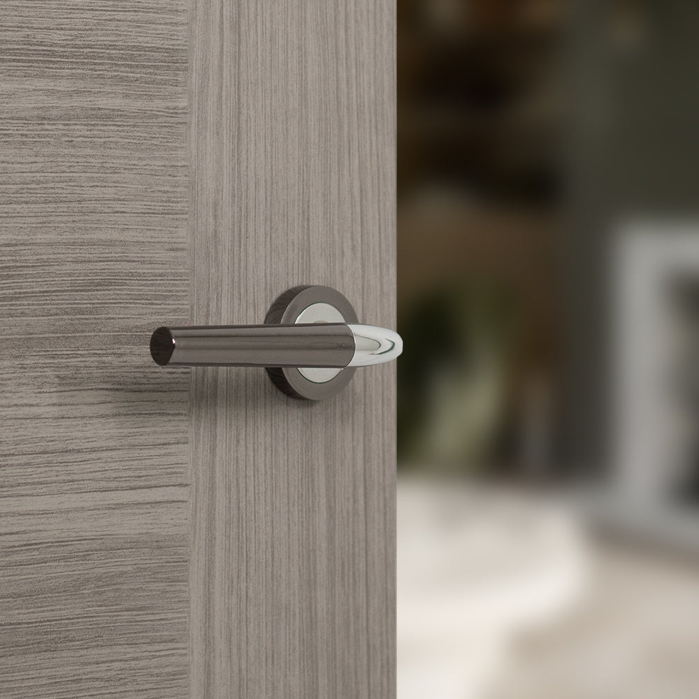 Quality image of Atlantic Tennessee Door Pack Bundle (2.5" Latch, 3"x2" Hingesx3) - Black Nickel/Polished Chrome | Sku. adpbs37rbnpc25 | available from Trade Door Handles.