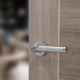 Quality image of STATUS Hawaii Lever Door Handle on Round Rose - Satin Chrome/Polished Chrome | Sku. s38rscpc | available from Trade Door Handles.