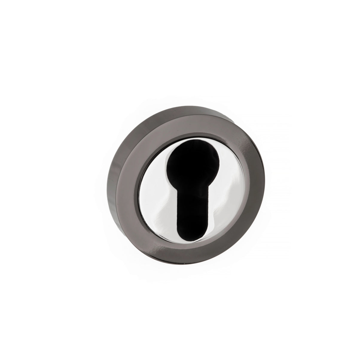 Quality image of STATUS Euro Escutcheons on Round Rose - Black Nickel/Polished Chrome | Sku. s3escerbnpc | available from Trade Door Handles.