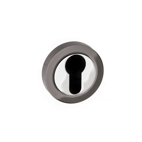 Quality image of STATUS Euro Escutcheons on Round Rose - Black Nickel/Polished Chrome | Sku. s3escerbnpc | available from Trade Door Handles.