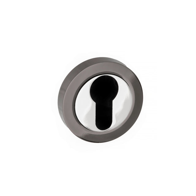 Quality image of STATUS Euro Escutcheons on Round Rose - Black Nickel/Polished Chrome | Sku. s3escerbnpc | available from Trade Door Handles.