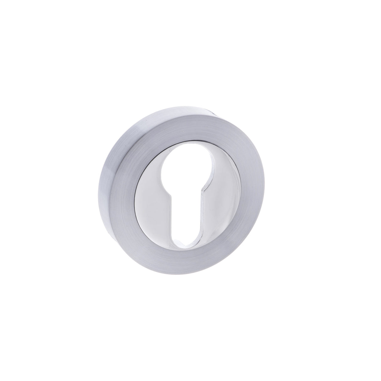 Quality image of STATUS Euro Escutcheons on Round Rose - Satin Chrome/Polished Chrome | Sku. s3escerscpc | available from Trade Door Handles.