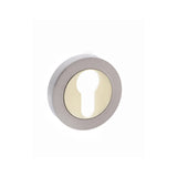 Quality image of STATUS Euro Escutcheons on Round Rose - Satin Nickel/Polished Brass | Sku. s3escersnbp | available from Trade Door Handles.