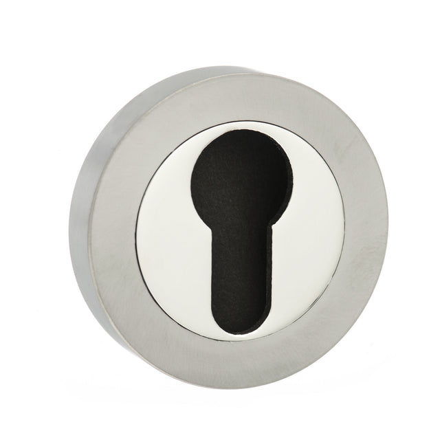 Quality image of STATUS Euro Escutcheons on Round Rose - Satin Nickel/Nickel Plate | Sku. s3escersnnp | available from Trade Door Handles.