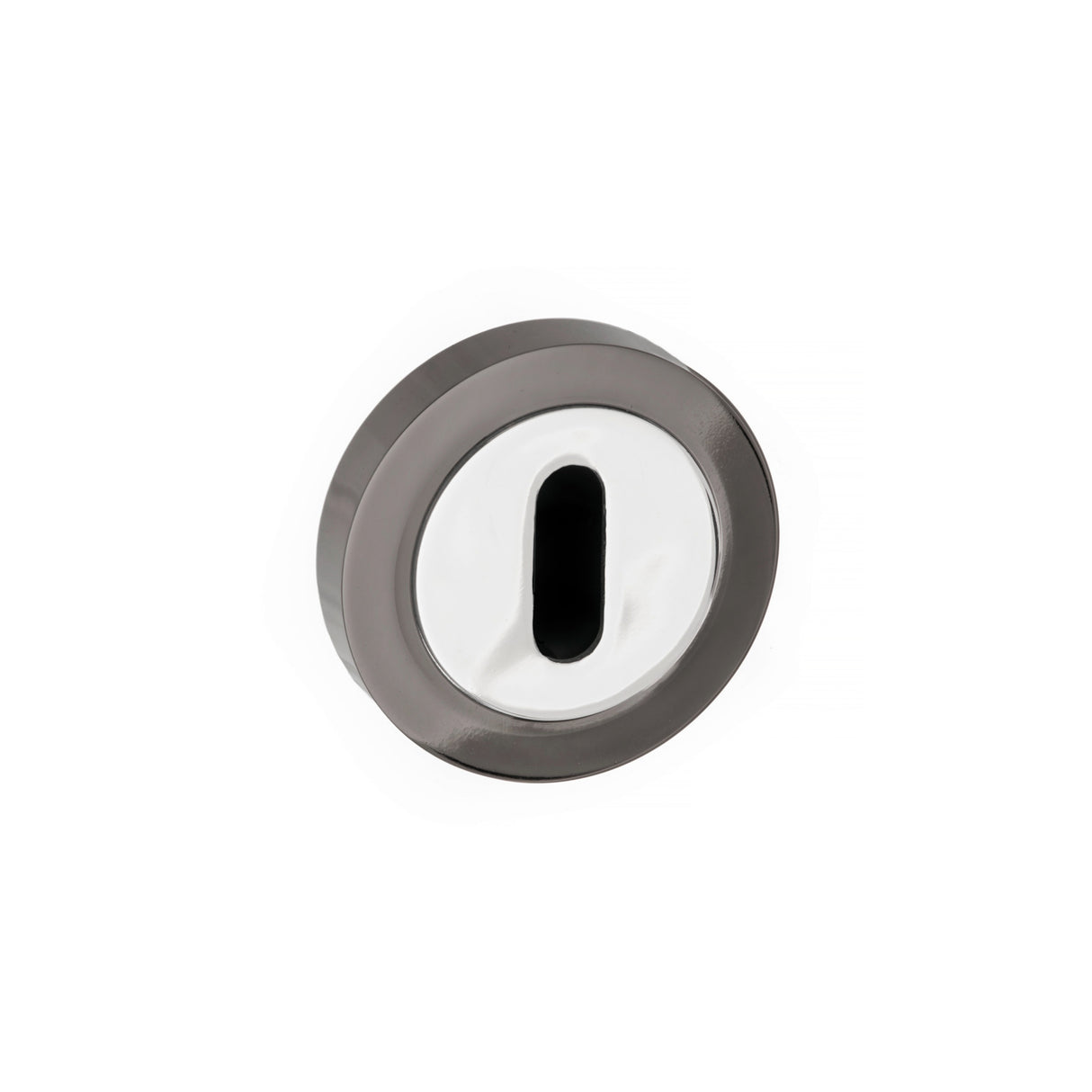 Quality image of STATUS Key Escutcheons on Round Rose - Black Nickel/Polished Chrome | Sku. s3esckrbnpc | available from Trade Door Handles.